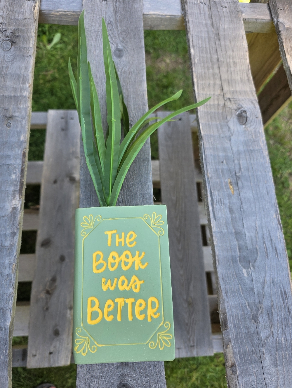 The Book was Better Ceramic Book Faux Plant Decor Book Lovers Decor Library deco